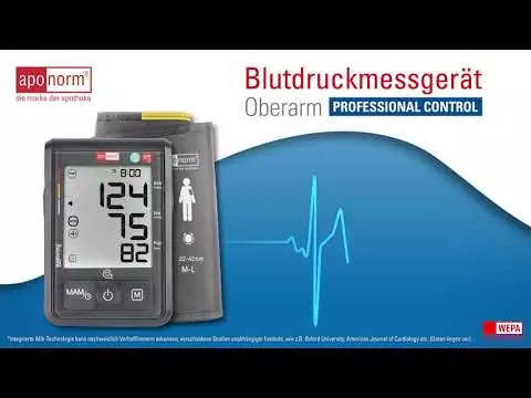 Vidéo sur aponorm® Professional Control tensiomètre au bras, 1 pièce