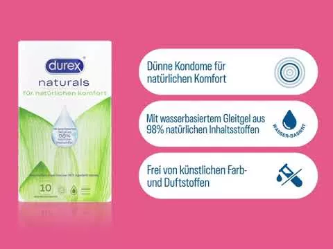 Vidéo sur Préservatifs Durex naturals avec lubrifiant à base d'eau, 10 pièces