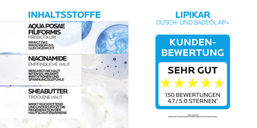 ROCHE-POSAY Huile de bain et de douche Lipikar AP+, 750 ml