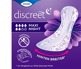 TENA LADY Protections Discreet maxi night, 12 pièces