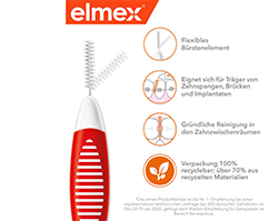 ELMEX Brosses interdentaires ISO Gr.2 0,5 mm rouge, 8 pces