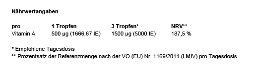 VITAMIN A 500 µg hautement dosé vegan gouttes, 50 ml