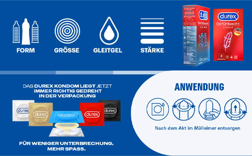 DUREX naturals Préservatifs avec gel lubrifiant à base d'eau, 10 pces