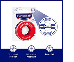 HANSAPLAST Bande de fixation Classic 1,25 cmx5 m, 1 pc