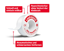 LEUKOPLAST Skin Sensitive 1,25 cmx2,6 m avec protection, 1 pc