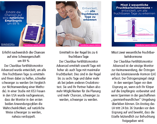 CLEARBLUE Bâtonnets de test de fertilité 30+3, 33 pièces