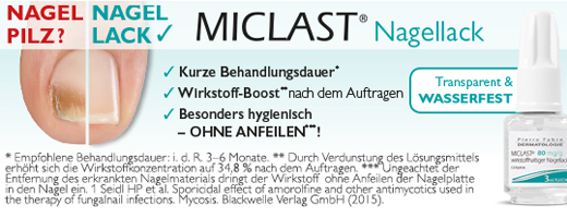 MICLAST 80 mg/g de vernis à ongles contenant la substance active, 2X3 ml