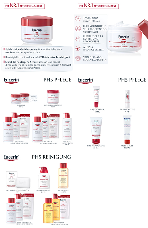EUCERIN Crème pH5 F peaux sensibles, 75 ml