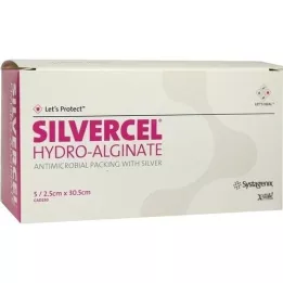 SILVERCEL Tamponnade dhydroalginate 2,5x30,5 cm, 5 pc