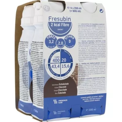 FRESUBIN Fibre 2 kcal DRINK Gourde Chocolat, 4X200 ml FRESUBIN Fibre 2 kcal DRINK Gourde Chocolat, 4X200 ml