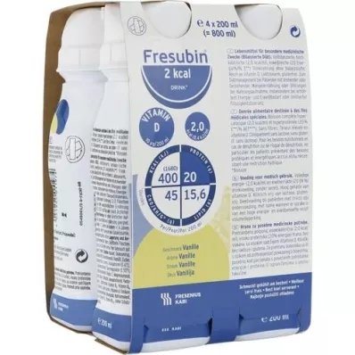FRESUBIN 2 kcal DRINK Gourde vanille, 4X200 ml