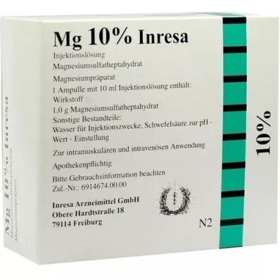MG Solution injectable Inresa à 10 %, 10X10 ml