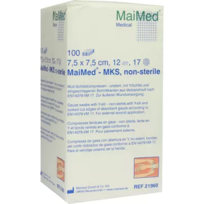 SCHLITZKOMPRESSEN 7,5x7,5 cm non stérile 12 fois, 100 pc