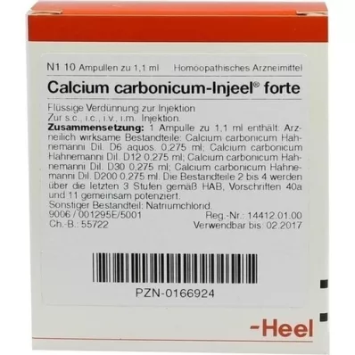 CALCIUM CARBONICUM INJEEL ampoules fortes, 10 pc CALCIUM CARBONICUM INJEEL ampoules fortes, 10 pc