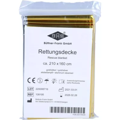 RETTUNGSDECKE KFZ 160x210 cm or/argent, 1 pièce