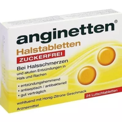 ANGINETTEN Pastilles pour la gorge sans sucre, 24 pc