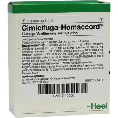 CIMICIFUGA HOMACCORD Ampoules, 10 pc