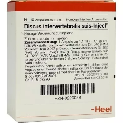 DISCUS INTERVERTEBRALIS Suis Injeel Ampoules, 10 pc DISCUS INTERVERTEBRALIS Suis Injeel Ampoules, 10 pc