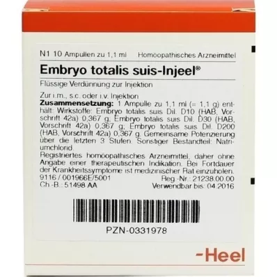 EMBRYO totalis suis ampoules Injeel, 10 pc EMBRYO totalis suis ampoules Injeel, 10 pc