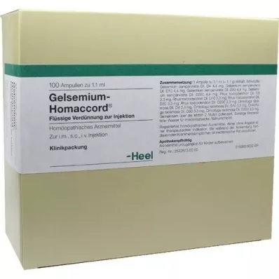 GELSEMIUM HOMACCORD Ampoules, 100 pc GELSEMIUM HOMACCORD Ampoules, 100 pc