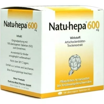 NATU HEPA Comprimés enrobés de 600 mg, 100 pc NATU HEPA Comprimés enrobés de 600 mg, 100 pc
