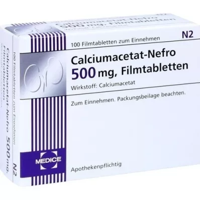 CALCIUMACETAT NEFRO 500 mg comprimés pelliculés, 100 pc