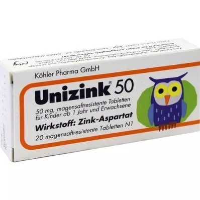 UNIZINK 50 comprimés gastro-résistants, 20 pcs