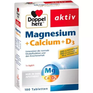 DOPPELHERZ Comprimés de magnésium + calcium + D3, 100 pc