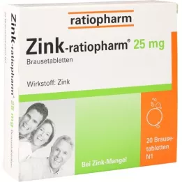 ZINK-RATIOPHARM Comprimés effervescents de 25 mg, 20 pc