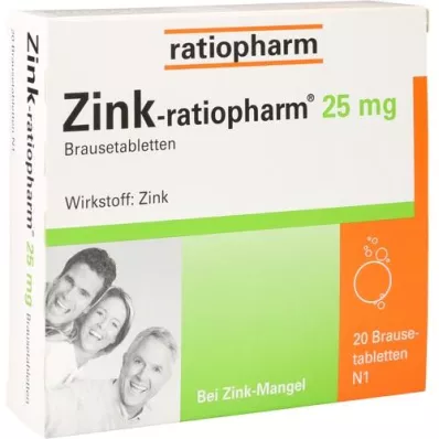ZINK-RATIOPHARM Comprimés effervescents de 25 mg, 20 pc