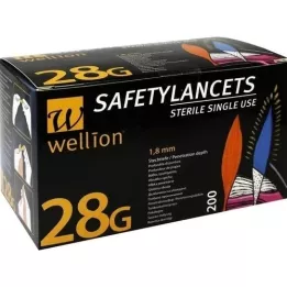 WELLION Safetylancets Lance jetable de sécurité 28 G, 200 pièces