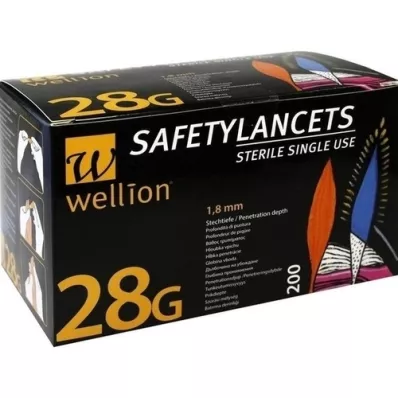 WELLION Safetylancets Lance jetable de sécurité 28 G, 200 pièces WELLION Safetylancets Lance jetable de sécurité 28 G, 200 pièces