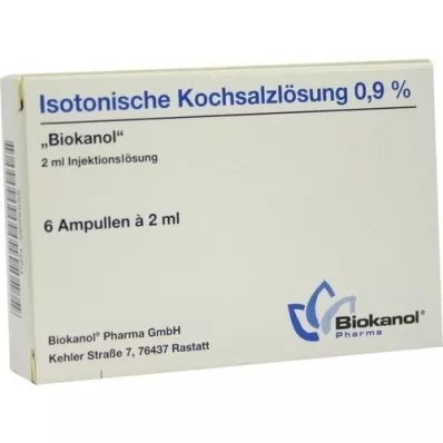 ISOTONISCHE Solution saline 0,9% ampoules Biokanol, 6X2 ml