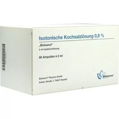 ISOTONISCHE Solution saline 0,9% ampoules Biokanol, 60X2 ml ISOTONISCHE Solution saline 0,9% ampoules Biokanol, 60X2 ml