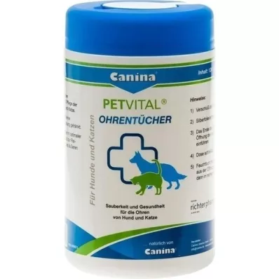 PETVITAL Lingettes humides pour oreilles vétérinaires, 120 pièces