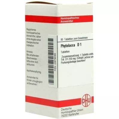 PHYTOLACCA D 1 comprimés, 80 pc