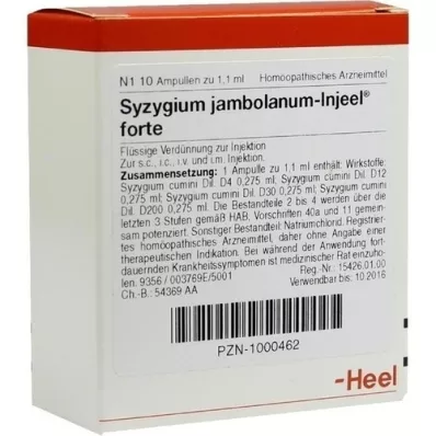 SYZYGIUM JAMBOLANUM INJEEL ampoules fortes, 10 pc