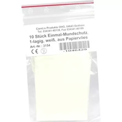 MUNDSCHUTZ PAPIERVLIES avec élastique blanc, 10 pc