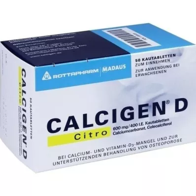 CALCIGEN D Citro 600 mg/400 UI comprimés à croquer, 50 pc