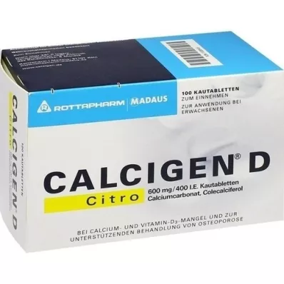CALCIGEN D Citro 600 mg/400 UI comprimés à croquer, 100 pc