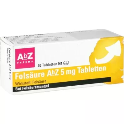 FOLSÄURE AbZ 5 mg comprimés, 20 pc FOLSÄURE AbZ 5 mg comprimés, 20 pc