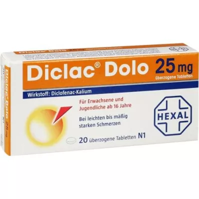 DICLAC Comprimés enrobés Dolo 25 mg, 20 pc