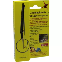 ZECKENPINZETTE Acier chirurgical avec loupe, 1 pièce