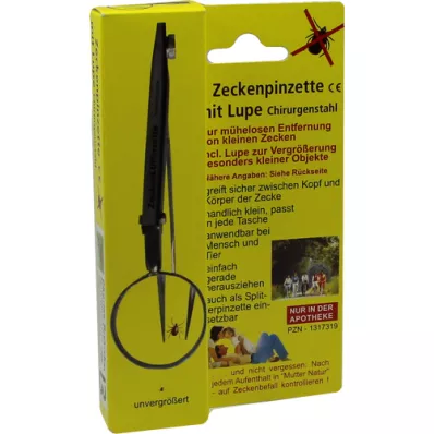 ZECKENPINZETTE Acier chirurgical avec loupe, 1 pièce ZECKENPINZETTE Acier chirurgical avec loupe, 1 pièce