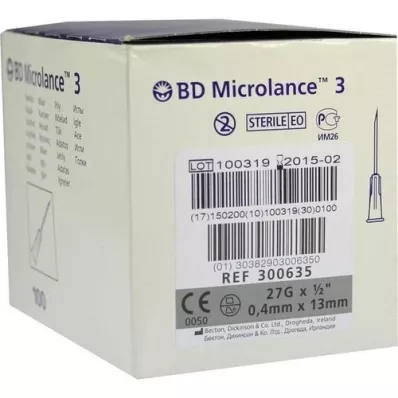 BD MICROLANCE 3 canules spéciales 27 G 1/2 0,4x13 mm, 100 pièces BD MICROLANCE 3 canules spéciales 27 G 1/2 0,4x13 mm, 100 pièces