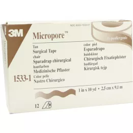 MICROPORE Patch polaire 2,5 cmx9,1 m peau 1533-1, 12 pc