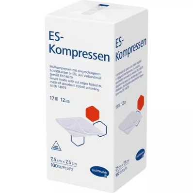 ES-KOMPRESSEN non stérile 7,5x7,5 cm 12 fois, 100 pc