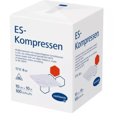 ES-KOMPRESSEN non stérile 10x10 cm 8 fois, 100 pc