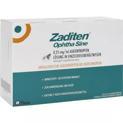 ZADITEN ophtha sine 0,25 mg/ml gouttes oculaires dose unique, 20 pc