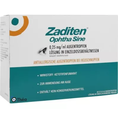 ZADITEN ophtha sine 0,25 mg/ml gouttes oculaires dose unique, 50 pc